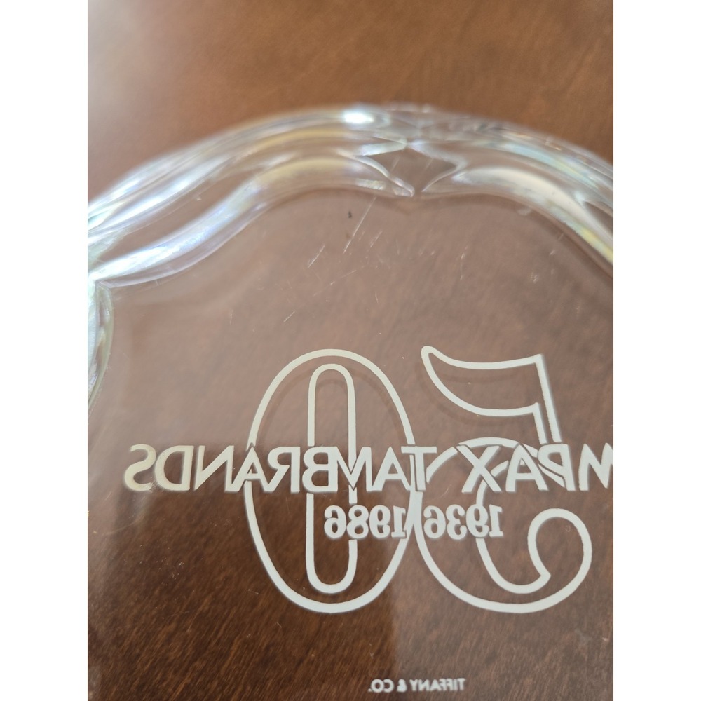 Vintage Tiffany & Co Tampax Tambrands 50th Anniversary Crystal‎ Glass Candy Dish - Picture 3 of 4